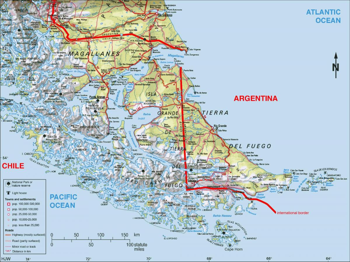 južni Čile zemljevid