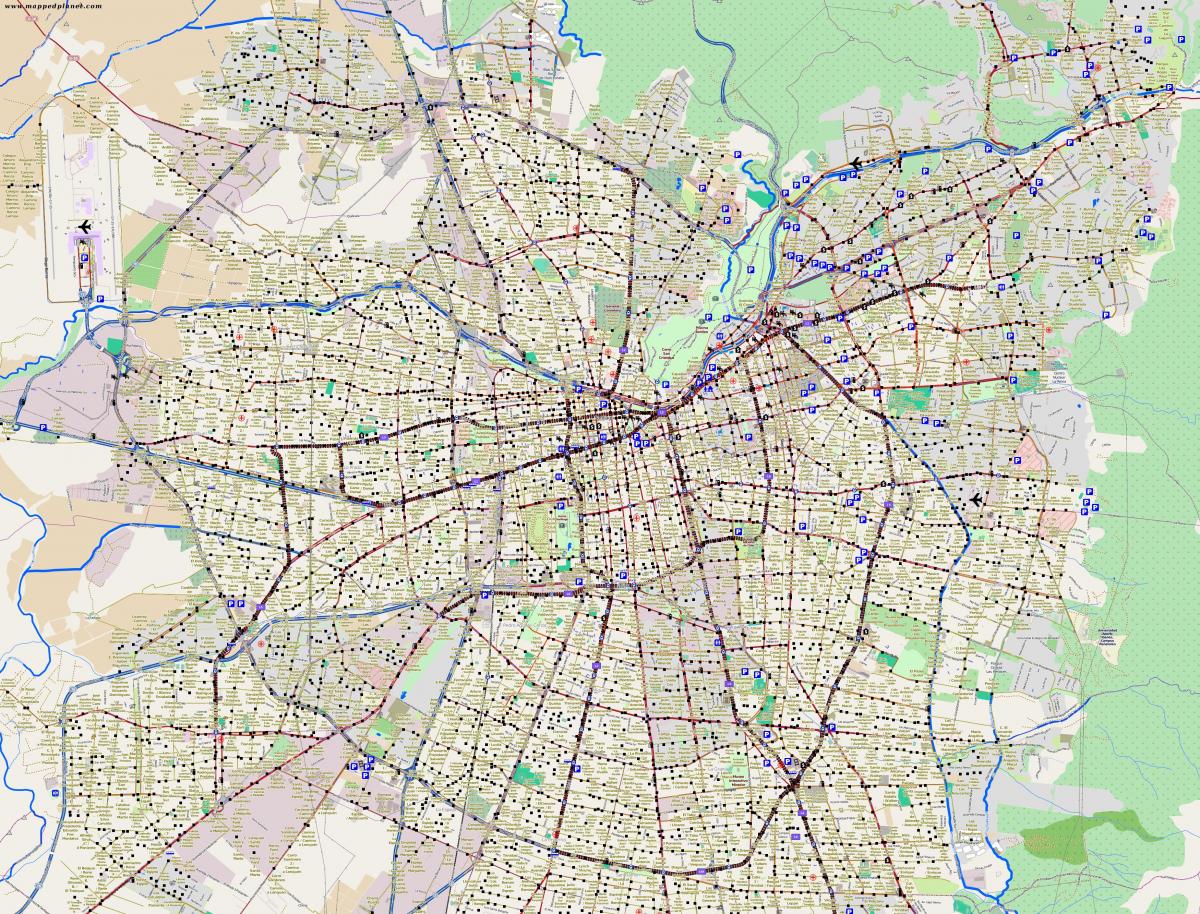 zemljevid mesta santiago Čile