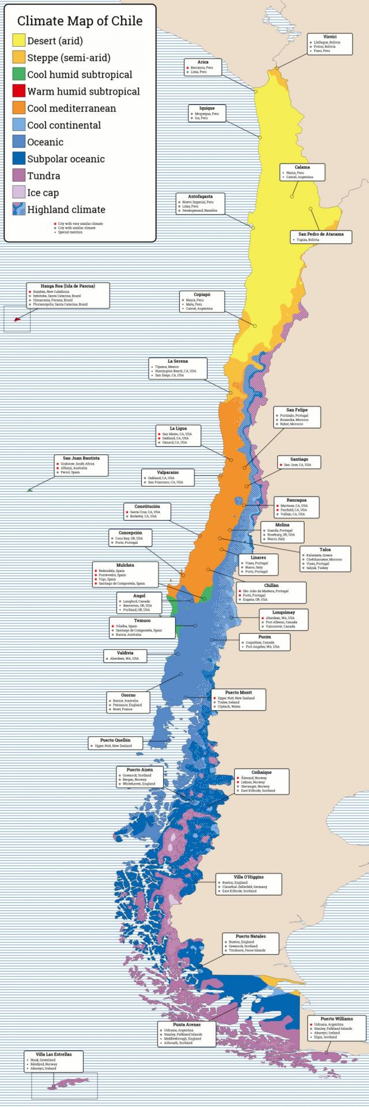 Zemljevid Čile podnebje