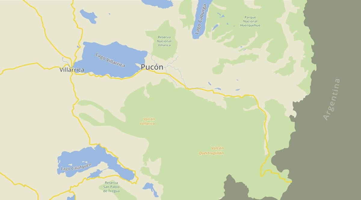 Zemljevid pucon Čile