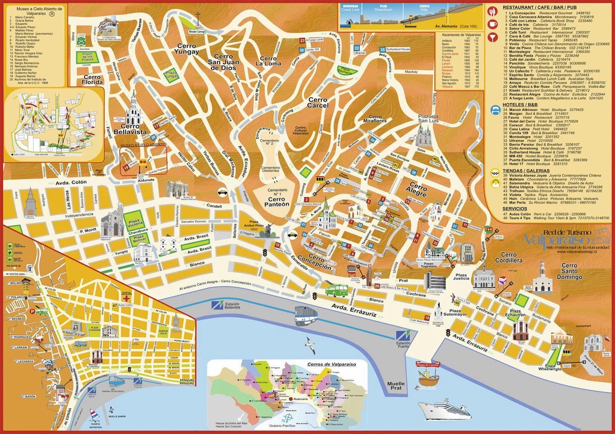 turistična karta valparaiso Čile