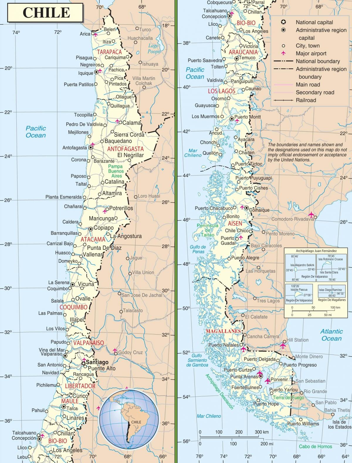 zemljevid de Chile